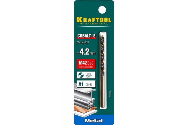 Сверло по металлу COBALT HSS-Co 8% сталь М42 (4.2х75 мм) Kraftool 29656-4.2