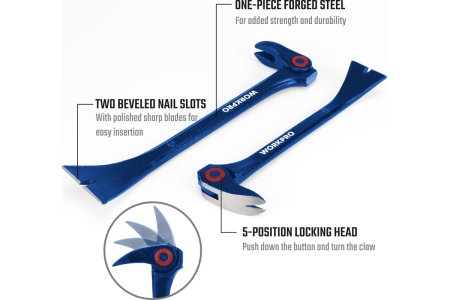 Набор монтировок WORKPRO с поворотной 5-ти позиционной головой, 2 шт. WP245005