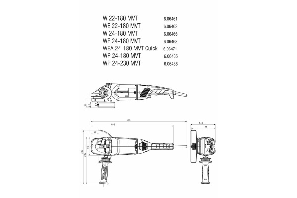 Угловая шлифмашина Metabo WE 22-180 MVT 606463000