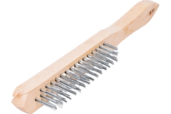 Щетка РемоКолор проволочная, стальная, деревянная рукоятка, 3 ряда, 11-1-003