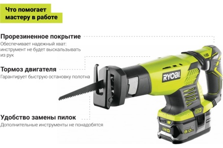 Аккумуляторная сабельная пила Ryobi ONE+ RRS1801M 5133001162