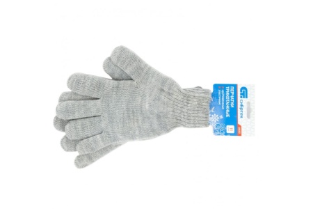 Трикотажные перчатки с двойной манжетой СИБРТЕХ, акрил, серые 68682
