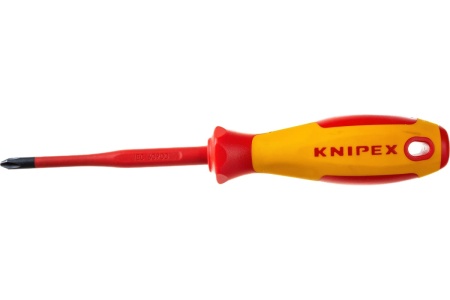Крестовая отвертка KNIPEX PH2 тонкая, VDE, длина лез 100 мм, L-212 мм KN-982402SL