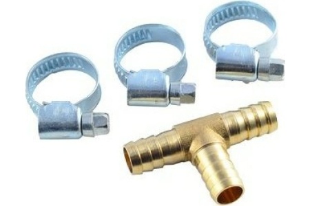 Разветвитель T-образный елочка 10 мм с хомутами ROCKFORCE RF-E102-6/3