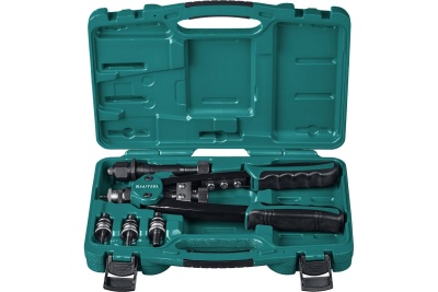 Заклепочник KRAFTOOL Combo2-M10 комбинированный двуручный в кейсе, резьбовые заклепки М5-М10, 31181