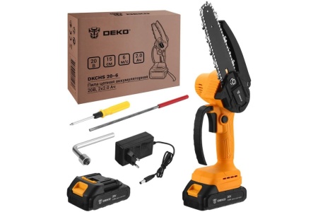 Цепная аккумуляторная пила DEKO DKCHS 20-6 20 В, 2x2 А*ч 063-4309