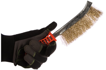 Корщетка с изогнутой пластиковой ручкой FIT IT латунная, тип В 38411