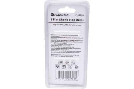 Сверло ступенчатое в блистере (3-14 мм; HSS 4241) Forsage F-44738 49820