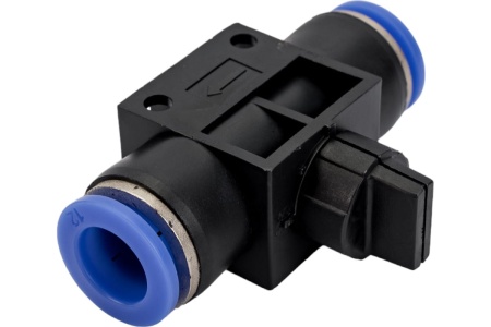 Прямой фитинг цанговый с краном 12 мм - 12 мм Pegas pneumatic 6007