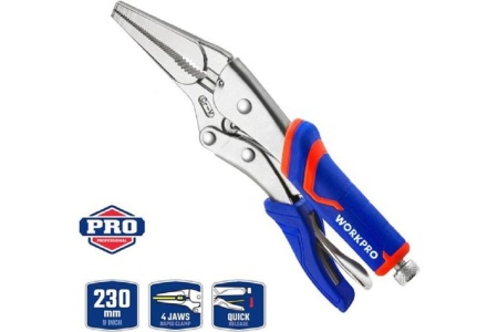 Зажимные клещи WORKPRO 230 мм, 9 дюймов, CR-V, с удлиненным захватом WP231076