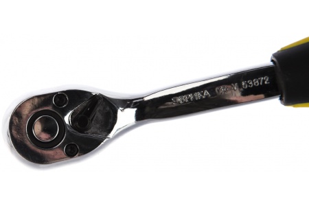 Трещотка с изогнутой резиновой ручкой ЭВРИКА 3/8 72-зубцовая ER-53872