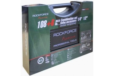 Набор торцевых 6-гранных головок и вставок ROCKFORCE 1/2, 1/4" DR, 108 предметов +6 предметов RF-41082-7-PREMIUM