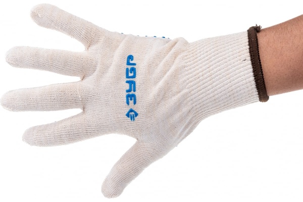 Хлопчатобумажные перчатки ЗУБР Эксперт 12 класс защиты от скольжения, размер L-XL 11451-XL