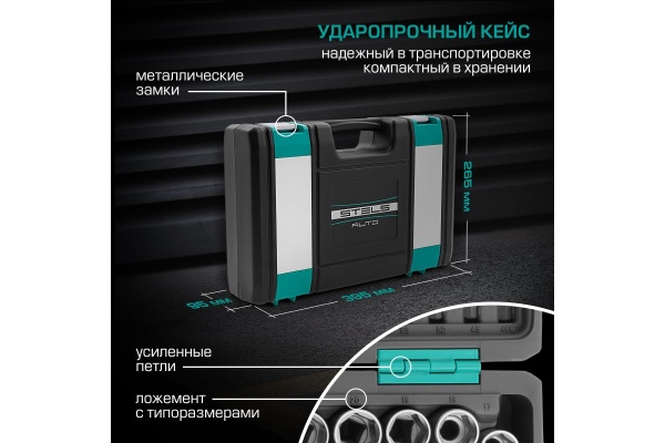 Набор инструментов STELS 1/2, 1/4 CrV, пластиковый кейс 94 предм. 14106