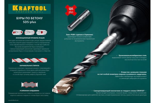 Бур EXPERT по бетону (14х260 мм; SDS-plus) Kraftool 29320-260-14_z01