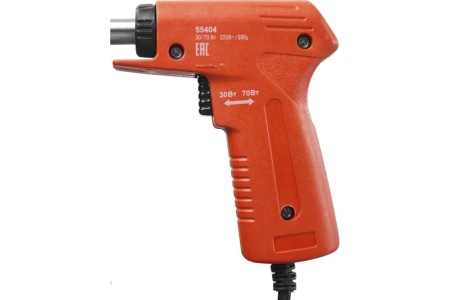 Электропаяльник ЗУБР пистолетного типа 30-70Вт конус 55404