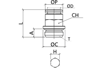 Фитинг 12 мм с наружной металлической резьбой G1/4" CDC Pneumatics BPC 12G02