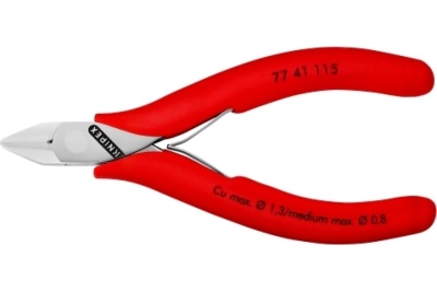 Бокорезы для электроники KNIPEX острая головка, 115 мм, обливные ручки KN-7741115