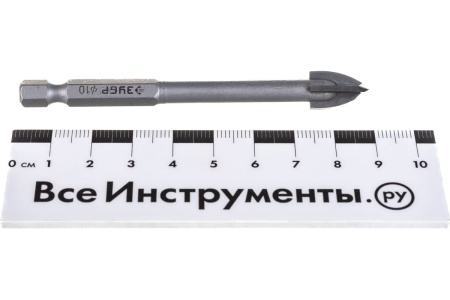 Сверло по стеклу и кафелю ЗУБР Профессионал 4-х резцовый, 10 мм, шестигранный хвостовик 29845-10_z01 Сверло по стеклу и кафелю ЗУБР Профессионал 4-х резцовый, 10 мм, шестигранный хвостовик 29845-10_z01