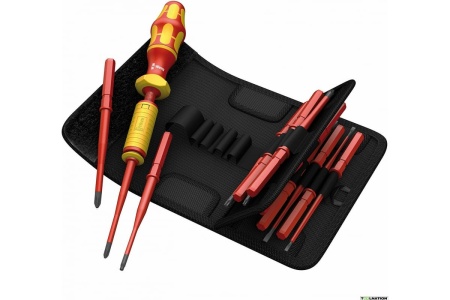 Набор с динамометрической отверткой  WERA Kraftform Kompakt VDE 15 extra slim 1, 1,2-3 Нм, 15 предметов WE-059291