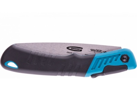 Пила по дереву GROSS PIRANHA складная, для кэмп.и сада, 150 мм, 9-10TPI, зуб 3D, подкал.зуб, 2-ком.рук. 23616