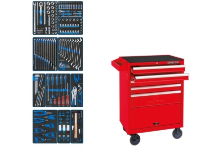 Набор инструментов KING TONY "FOCUS" в красной тележке, 188 предметов 934-188AMR Набор инструментов KING TONY "FOCUS" в красной тележке, 188 предметов 934-188AMR