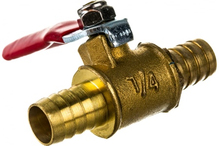 Шаровой кран Pegas pneumatic латунь, елочка, под шланг, 10x10 мм 4412