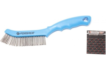 Ручная щетка по металлу в пластиковом корпусе Forsage проволока из нержавеющей стали, 2x19 рядов F-340121314