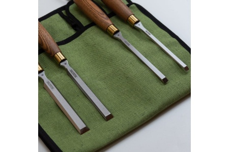 Набор стамесок Петроградъ серия Волга, 4 штуки, 8, 10, 16, 20, в сумке-скрутке М00021116