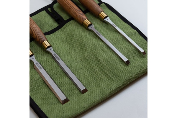 Набор стамесок Петроградъ серия Волга, 4 штуки, 8, 10, 16, 20, в сумке-скрутке М00021116