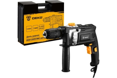 Ударная сетевая дрель DEKO DKID1200W в кейсе, с быстрозажимным патроном 063-4327