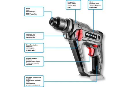 Аккумуляторный перфоратор GRAPHITE Energy+ 58g009 Аккумуляторный перфоратор GRAPHITE Energy+ 58g009