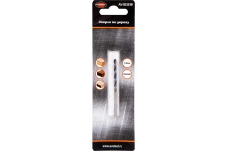 Сверло по дереву 3,0 мм AV Steel AV-802030 Сверло по дереву 3,0 мм AV Steel AV-802030