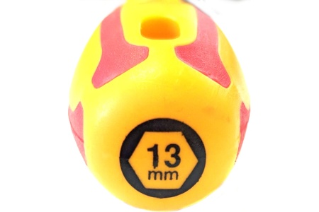 Диэлектрическая отвёртка DUEL 1000V отвертка-ключ торцевая 13x125мм, длина 247 мм DE07-130-125