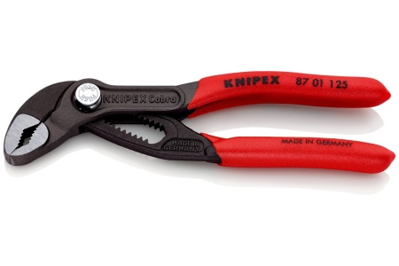 Переставные клещи Knipex Cobra, 27 мм (1"), 125 мм, серые, 1К ручки, KN-8701125SB