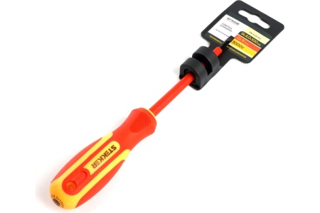 Диэлектрическая шлицевая отвертка STEKKER SL 4.0 х 100мм, SDE-SL40-100, 39767