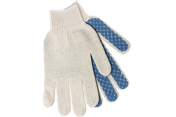 Трикотажные перчатки Россия ПВХ-покрытие Шахматный облив, 10 класс 67776