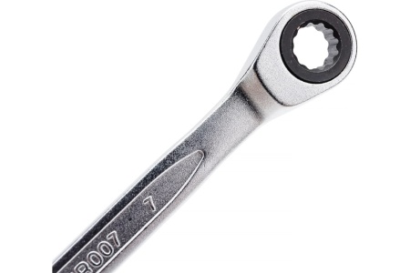 Комбинированный ключ HOEGERT TECHNIK трещоточный 7 мм, 72T, сталь CrV HT1R007