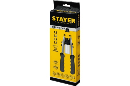 Компактный двуручный заклепочник STAYER Professional Compact-48 240 мм, 2.4 - 4.8 мм 3116_z01 Компактный двуручный заклепочник STAYER Professional Compact-48 240 мм, 2.4 - 4.8 мм 3116_z01