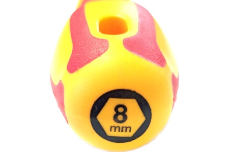 Диэлектрическая отвёртка DUEL 1000V отвертка-ключ торцевая 8x125мм, длина 235 мм DE07-080-125