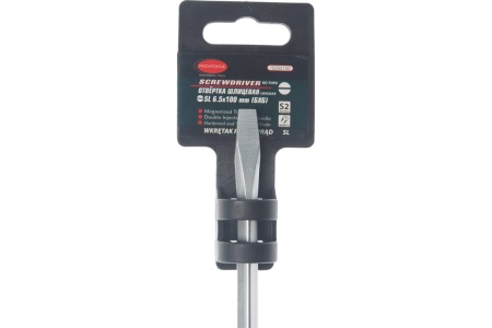 Шлицевая силовая магнитная отвертка ROCKFORCE Profi S2 SL6.5х150мм на пластиковом держателе RF-70265150