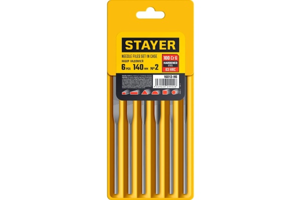 Набор надфилей STAYER 140 мм, в чехле, 6 шт. 16013-H6