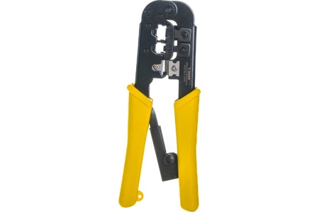Обжимной универсальный инструмент Cablexpert с фиксатором для витой пары и тел.линии T-568R