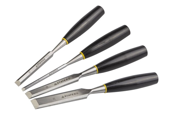 Набор стамесок STAYER  ЕВРО, плоские с пластмассовой ручкой, 6/12/18/25, 4шт 1820-H4