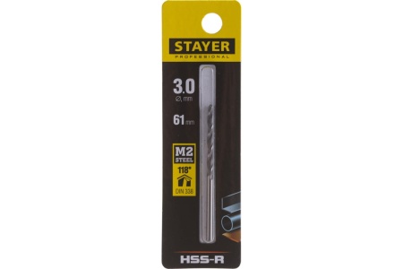 Сверло Professional по металлу HSS-R (3х33х61 мм; М2; DIN 338) Stayer 29602-3 Сверло Professional по металлу HSS-R (3х33х61 мм; М2; DIN 338) Stayer 29602-3