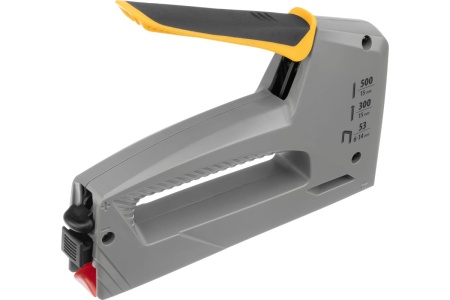 Мебельный степлер Denzel пластиковый корпус, тип 53, 6-14 мм, тип 300, 15 мм, тип 500, 15 мм 40213