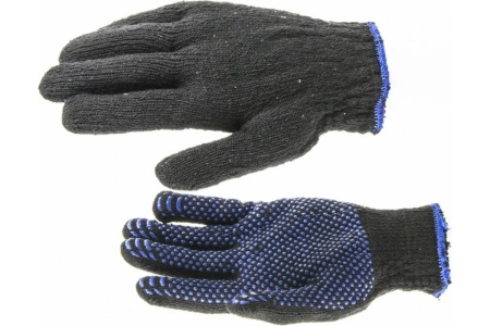 Вязаные хлопкоэфирные плюшевые перчатки СИБРТЕХ 7 класс, ПВХ "точка", 55 гр 67769