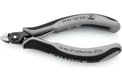 Прецизионные бокорезы KNIPEX ESD маленькая головка, 120 мм, 2-комп антистатические ручки KN-7902120ESD