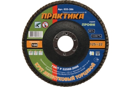 Круг лепесковый торцевой (125 мм; Р100) ПРАКТИКА 032-386