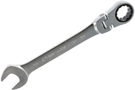 Трещоточный комбинированный ключ с шарниром 19мм KING TONY 373019M